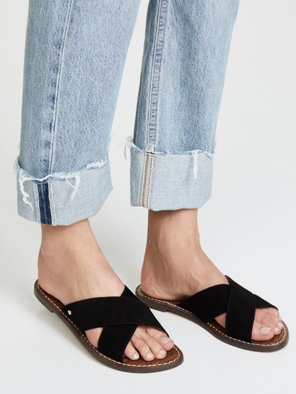 Sam Edelman Gertrude Crisscross Black Suede Slide Sandals Size 8.5 - Picture 8 of 14